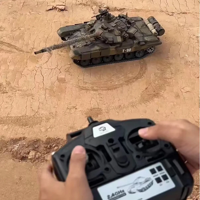 Henglong Rc Tank Russian T90 Main Battle Tank Simulation Model Can Fire Smoke 2.4G Remote Control Off Road Vehicle