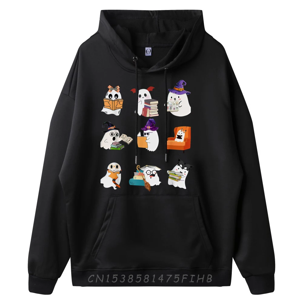 Ghosts Reading Books Teacher Halloween Librarian Cute Boooks Plain Sweatshirts Wholesale Men Clothing