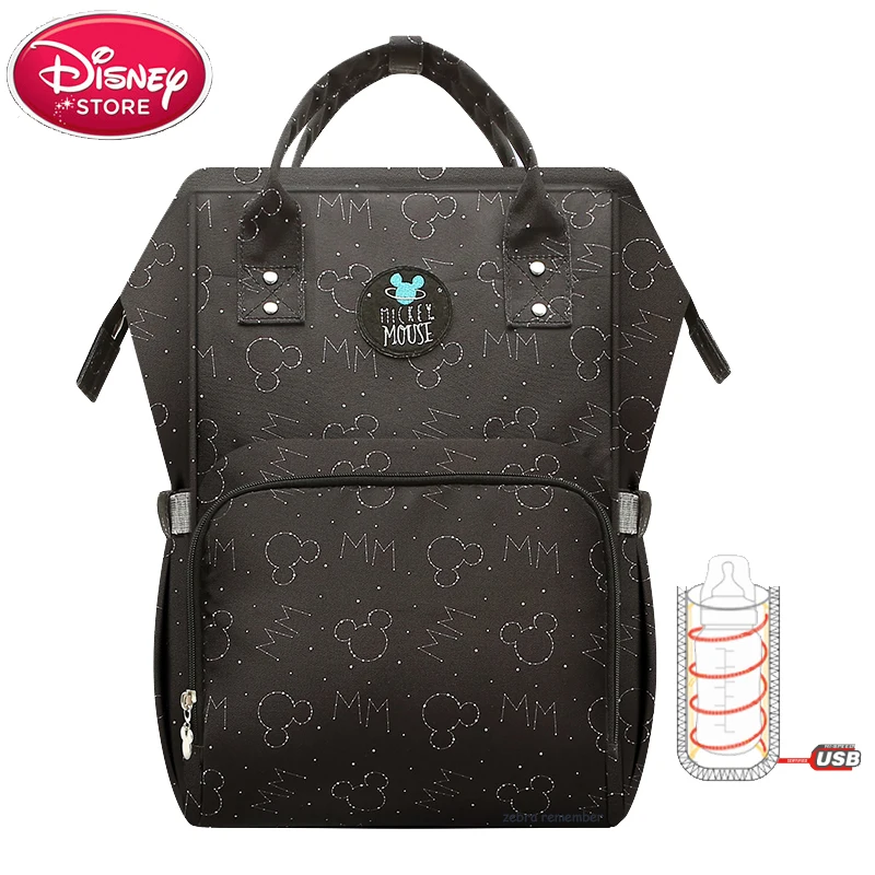 Disney Mummy Diaper Backpack USB Bottle Insulation Bags Minnie Mickey Mouse Big Capacity Travel Oxford Feeding Baby Care Handbag