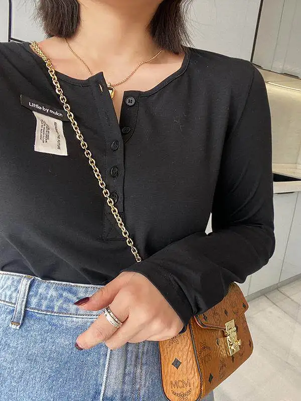 

plus Size Women's Long Sleeve T-Shirt Thin Slim Fit Spring Autumn Half Open Collar Top Inner Wear Base Shirt Comfortable Brea...