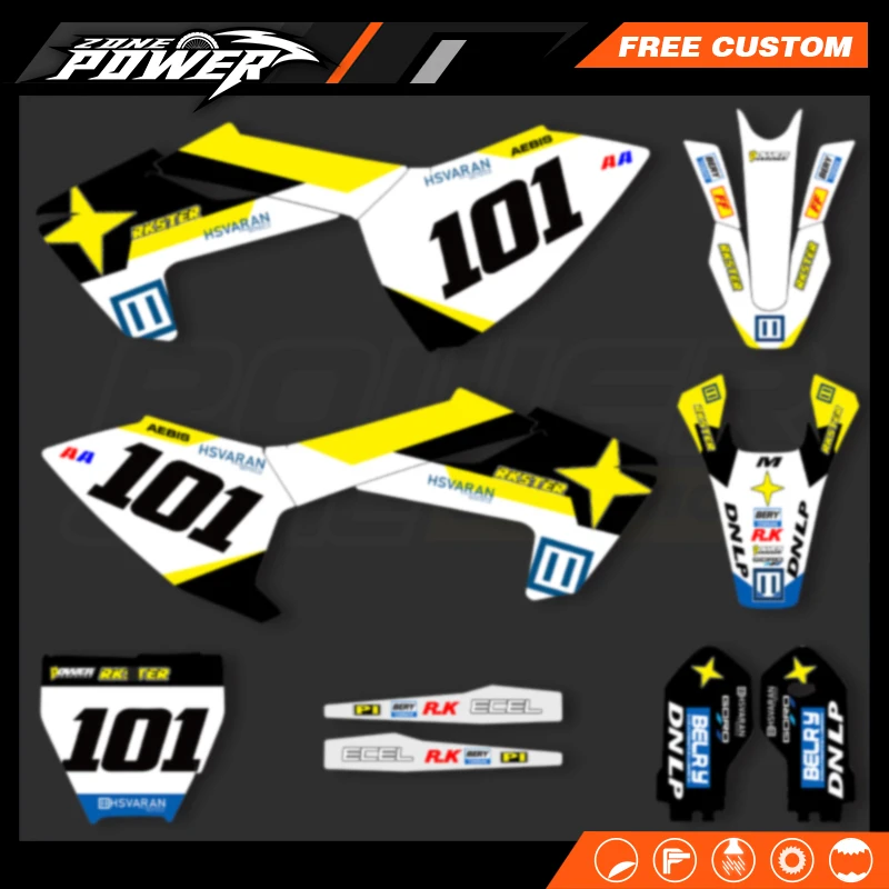 

Powerzone Custom Team Motorcycle Graphics Background Decals Adhesive Stickers for Husqvarna TC85 2018 2019 2020 2021 2022 2023