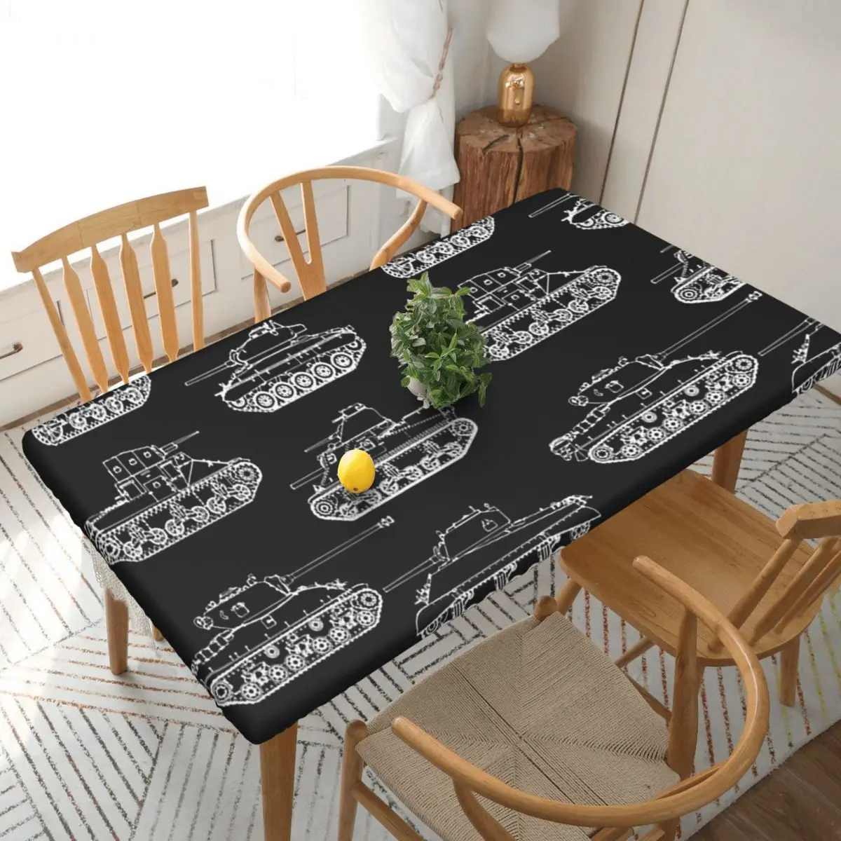 US Tanks Of World War II Custom Rectangular Tablecloth Waterproof Table Cover for Festival Party Decorations Table Cloth