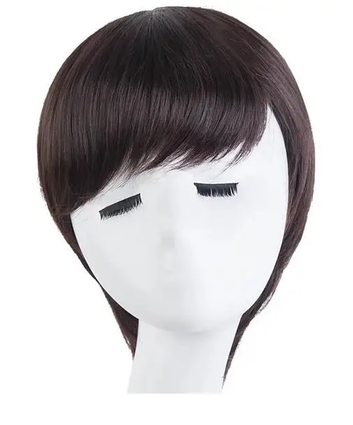 Wig Cosplay rambut palsu pria, sintetis tahan panas serat pendek bergelombang rambut pirang hitam/coklat/merah anggur/coklat muda