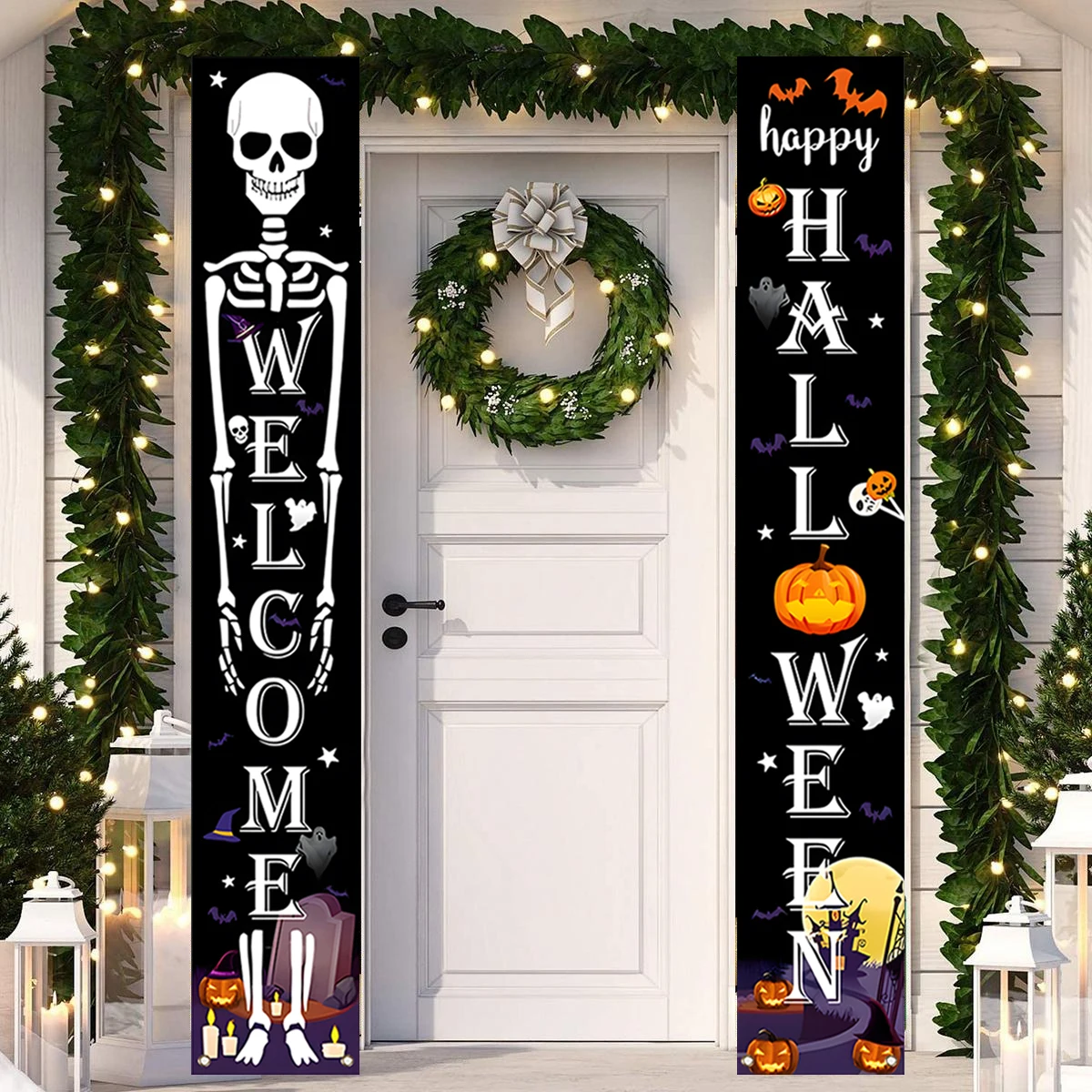 

Halloween Skull Door Durtain Decoration Happy Halloween Pumpkin Door Decoration Trick Or Treat Home Outdoor Decor