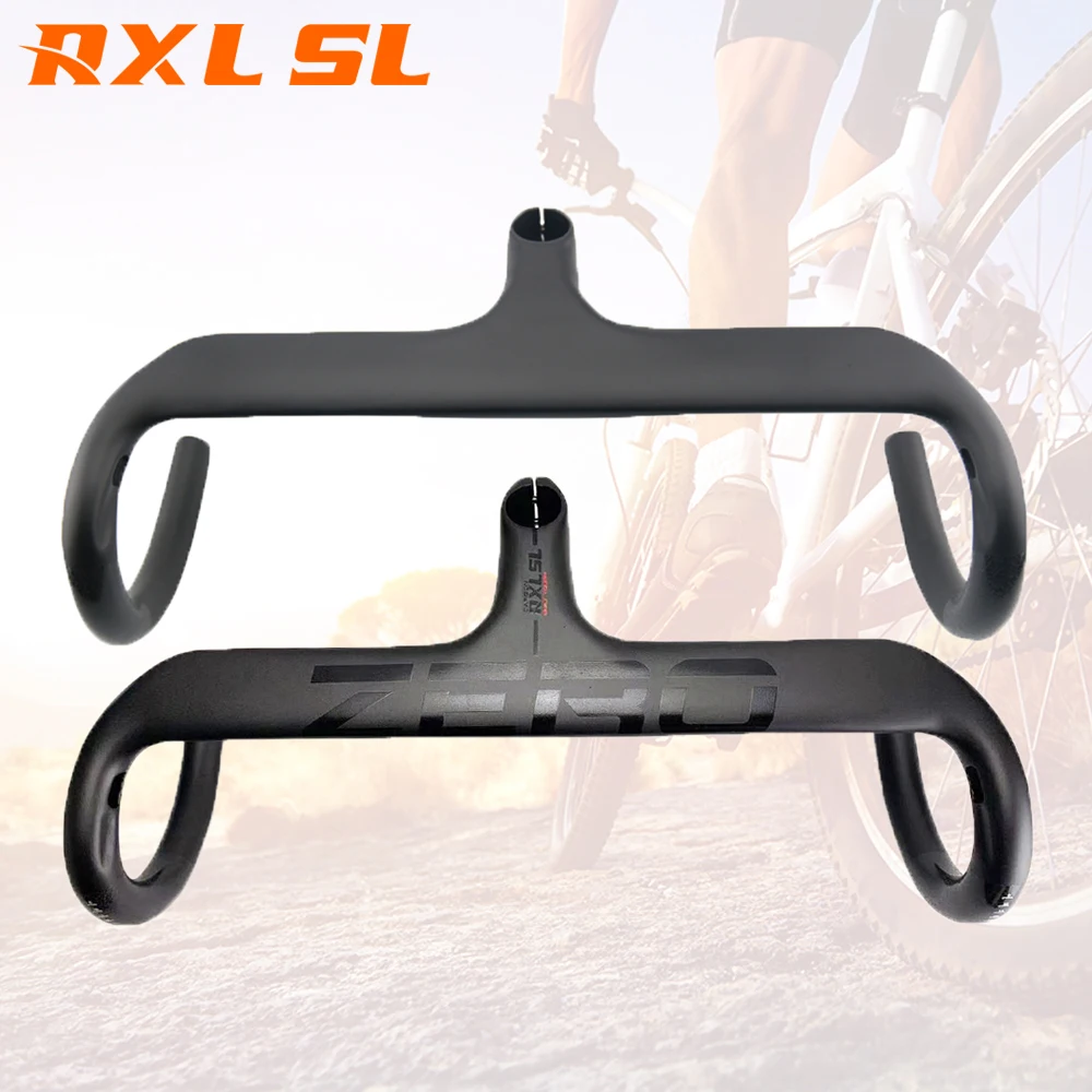 

RXL SL Integrated Carbon Road Handlebar Stem 1-1/8" Flat Racing Bicycle Handlebars Internal Routing for Road Bike Handle Bars