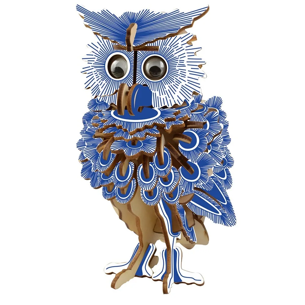 Interactive Assembly Required Wooden Owl Puzzle Educational Craft Jigsaw Puzzle 3D Puzzle Wooden Assembly Model STEM Learning