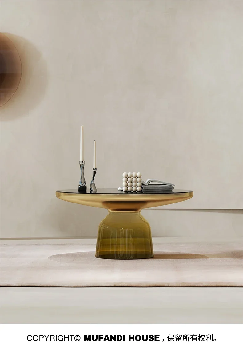 

N Nordic Light Luxury Tempered Glass Side Table Simple Modern Creative round Tea Table Sofa Small Coffee Table Combination