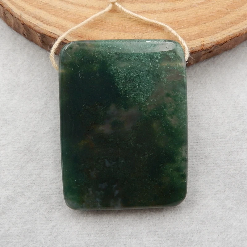 Moss Agate fashion pendant Cabochon bead,Semi-precious stones Jewelry accessories, birthday gift36x27x5mm14g