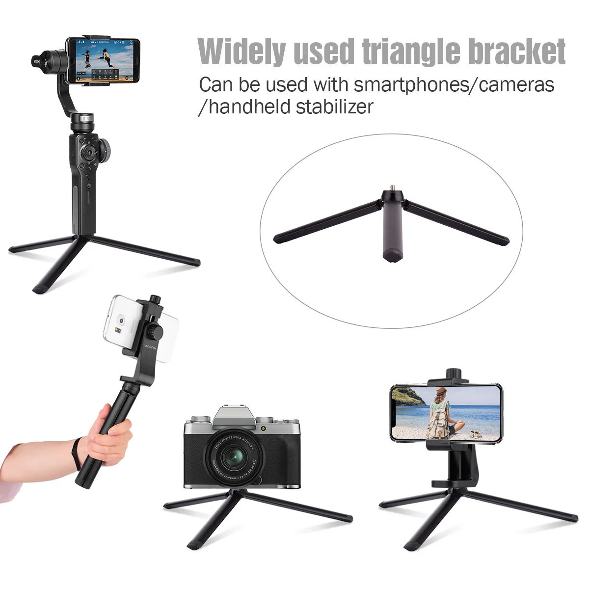 54-in Extendable Selfie Stick Tripod Stand Aluminum Alloy with Phone Holder Sports Camera Mount Adapter Remote Shutter