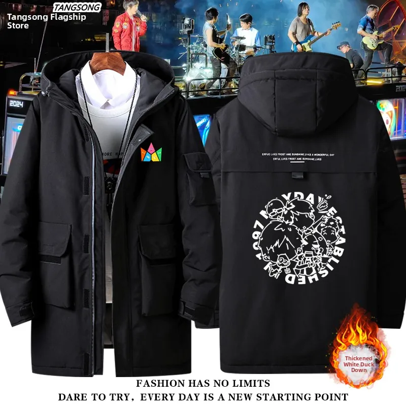 

Mayday Concert 5525 Anniversary down Jaet ex Warm Thiened Polyester Fiber Hooded Long Sve Middle Length Coat