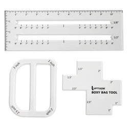 3Pcs Bag Making Tool Boxy for Beginners, Clear Acrylic Bag Templates, Sewing Templates Set for Boxy Bag, Curve Bag, Zip Pocket