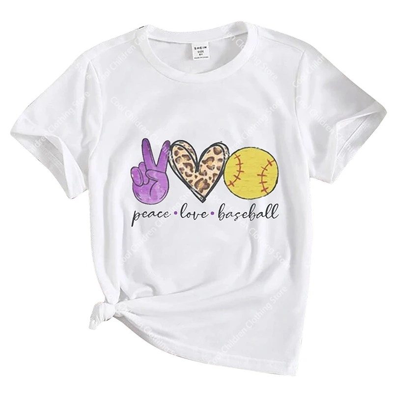 Summer New Baseball Children T-Shirt Kawaii T Shirt Printing Cartoons Children Casual Clothes Tee Shirt Kid Girl Boy Fashion Top