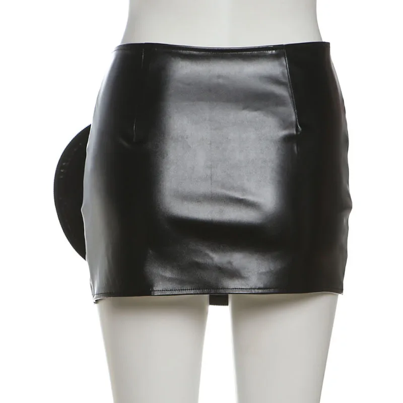 New Women's Zipper Mini Slim Y2k Hip Pu Leather Skirt
