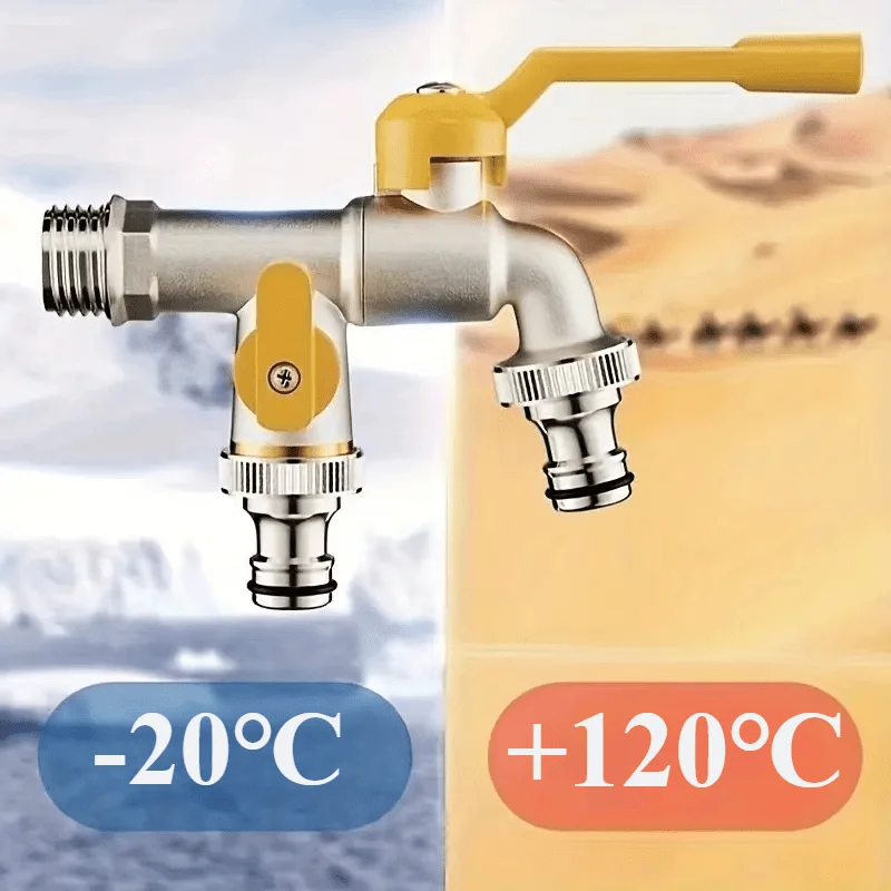 Classic Dual-Outlet Garden Faucet - Zinc Alloy, 1/2