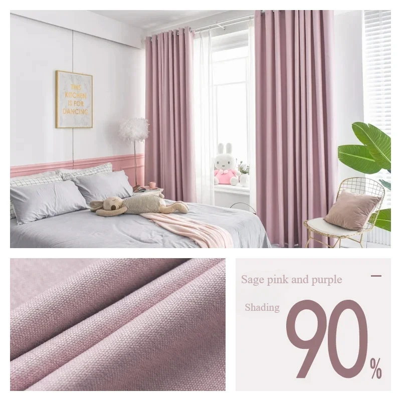 New Beige Cream Cotton Linen Thickened Curtains for Living Dining Room Bedroom French Window Customized Finished Home Decoration