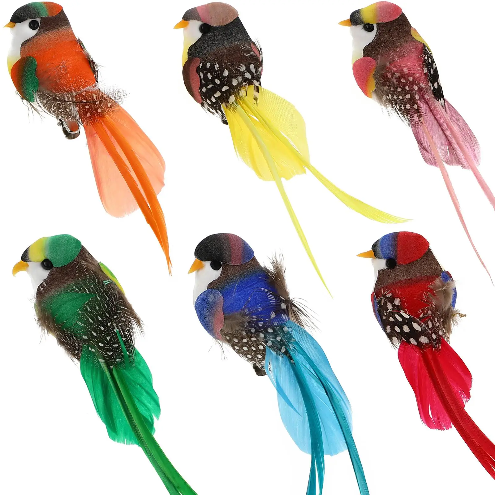 

12 Pcs Simulation Foam Birds Realistic Design Metal Clip Easy Install Home Office Party Artificial Small Bird Decorations Set