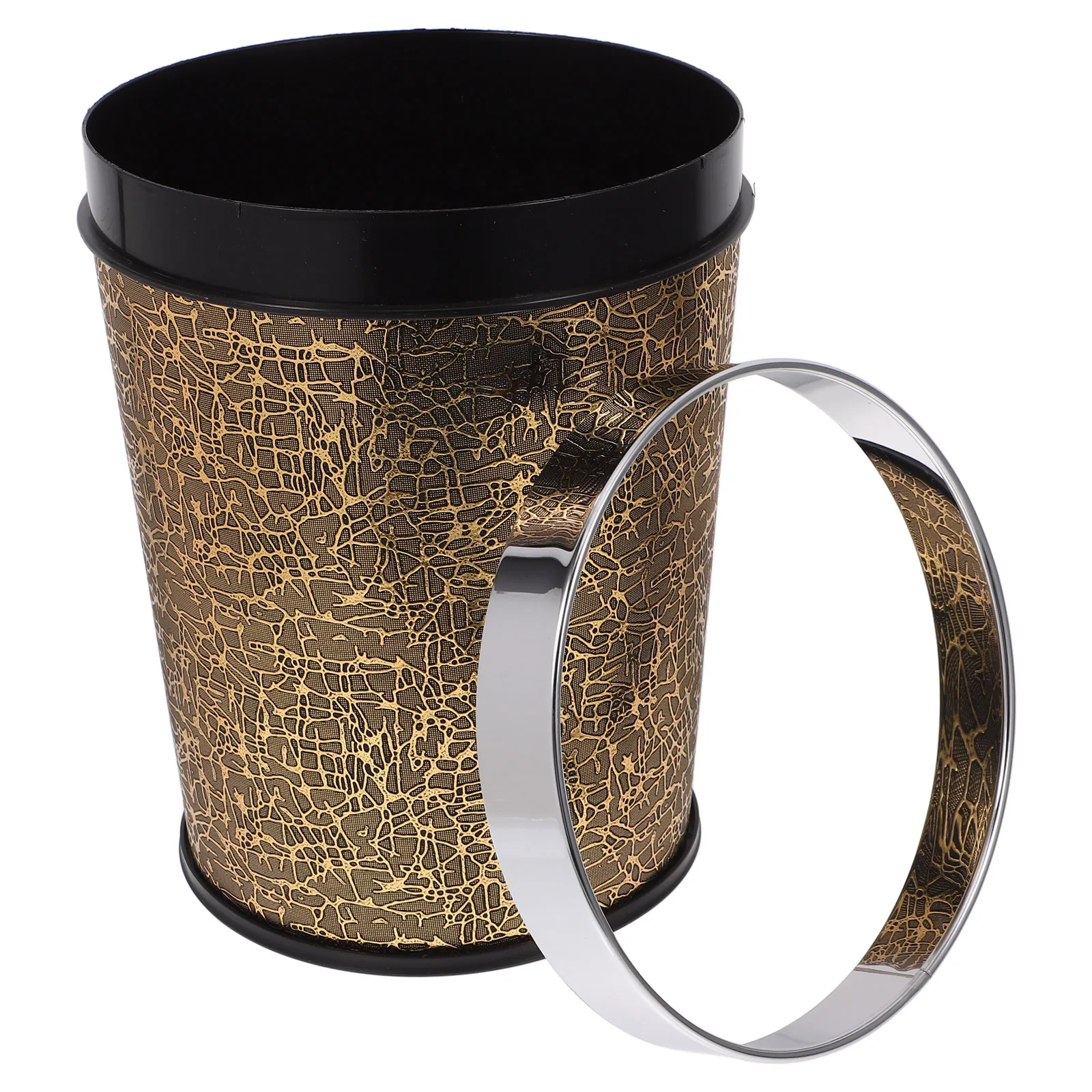 

Trash Can Round Pu Dustbin for Kitchen Bathroom Office Home Garbage Container Wear Resistance Practical Excellent