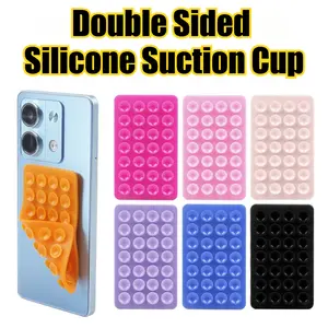 Bilashmart 1Pc Silicone Suction Pad Double Sided Mobile Fixture Suction Cup Backed Adhesive Sucker Pad Storage Fixing Party Gifts