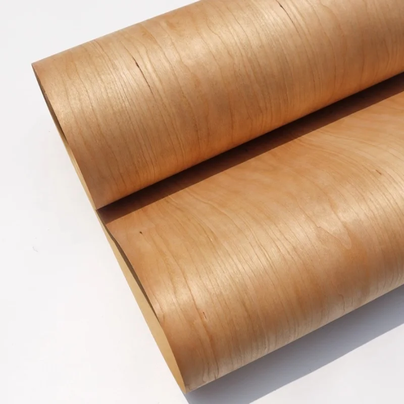 250*58cm Natural Cherry Wood Veneer Back Composite Kraft Paper for Cabinet Furniture Tabletop Decor Panel Craft DIY Veneer Sheet