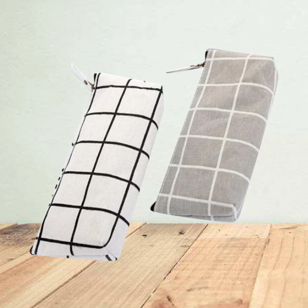 

2Pcs Simple Striped Pencil Case Multifunctional Pen Bag Organizer for Kids Cosmetics Cell Phone Coins Washable Sturdy