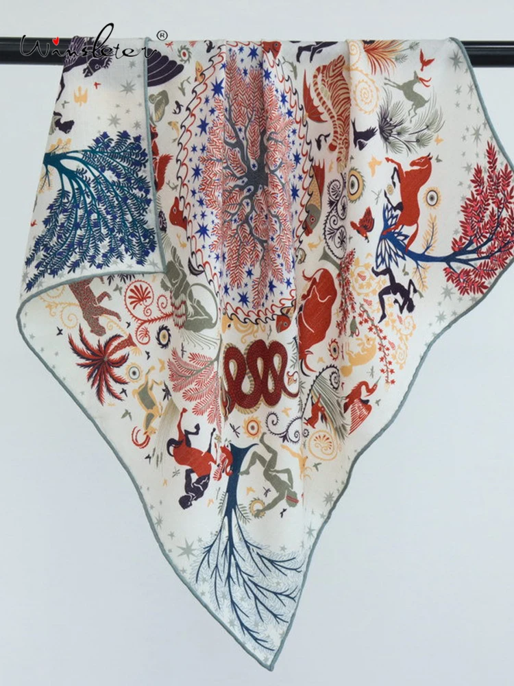 

Winsleter-Women 30%Silk 70%Wool Elegant Scarf, 68*68CM Double Sided Print, Mom Gifts Retro Shawl Scarves, 2025 Autumn A58440CC