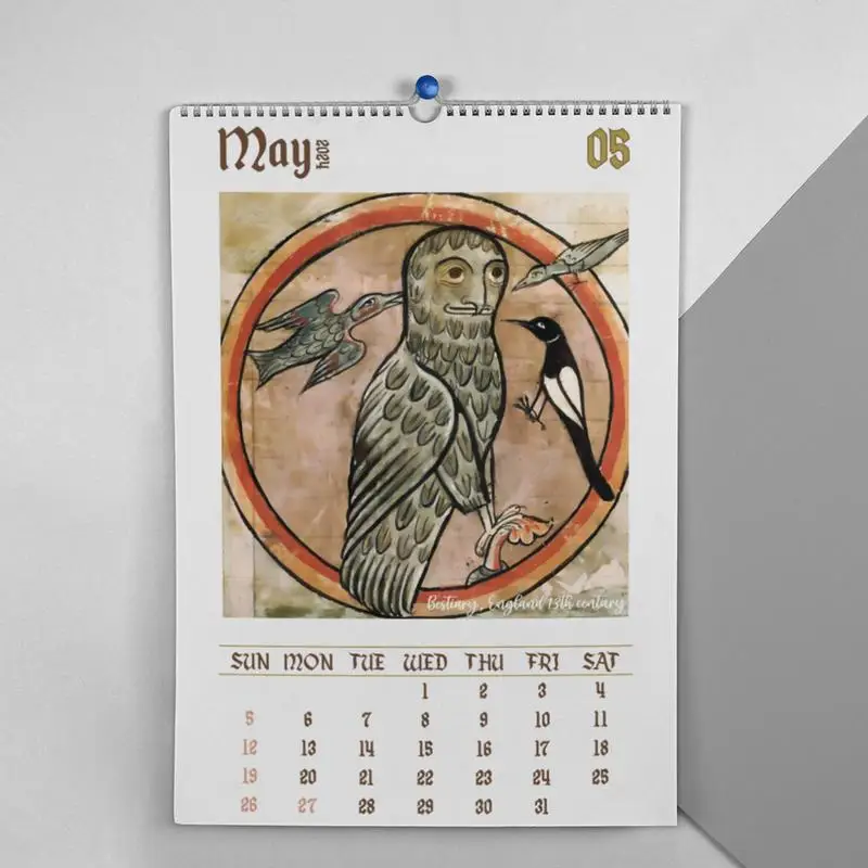 2024 Ugly Medieval Owls Wall Calendar Funny Medieval Owls Pictures Monthly Calendar Creative Wall Art Decor Gift For Home Office