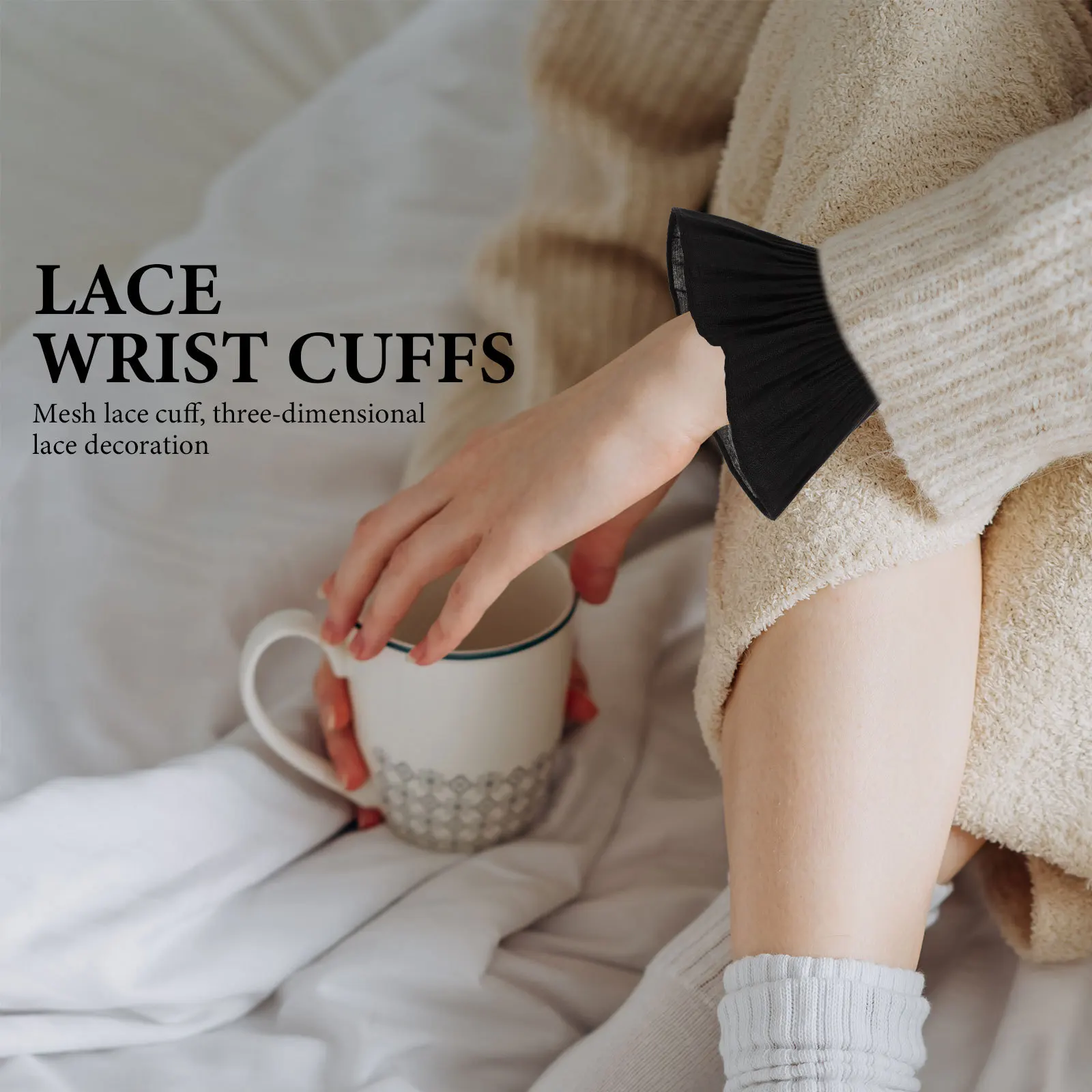 

1Pair Lace Wrist Cuffs Elegant Chiffon Fake Sleeve Cuffs for Women Wedding Shirt Clothing Accessories Wrist Cuff for Wedding