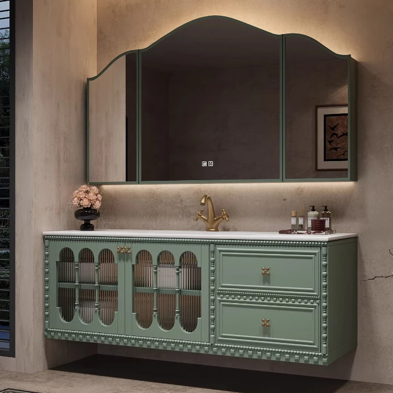 

Retro Mirrors Bathroom Cabinets Intelligence Nordic Toilet Sink Bathroom Cabinets Shelves Wood Furniture Armario De Baño MH40YSG