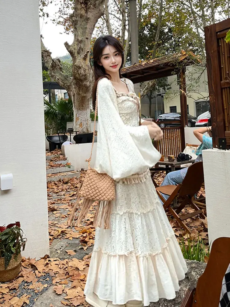 

n Ethnic Sle Spring 2026 New Heavy Work Open Cardigan Strap ter Skirt Set Women's Faion Ensemble High Waist