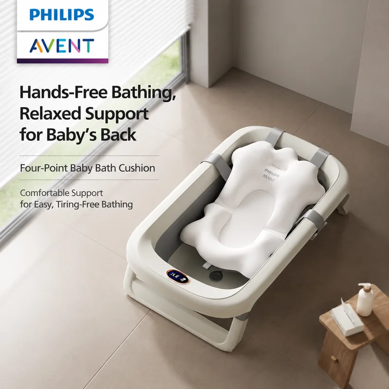 Philips Avent Baby Floating Bath Mat Spine Protection Lying Sitting Dual Use Anti-Slip Quick Dry Newborn Bath Support Cushion view 3