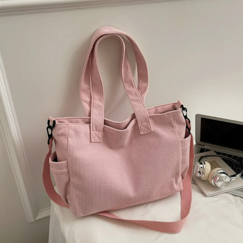

Women Casual Corduroy Top Handle Bag Large Capacity Tote Crossbody Bag for Autumn Winter Comfortable and Versatile Storage Bags
