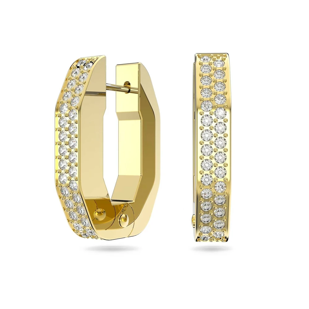 

Золотые восьмиугольные серьги-кольца с паве — стильный минималистичный аксессуар