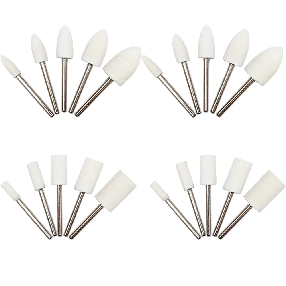 2.35mm Handle Wool Felt Polishing Wheel for Jewelry Metal Polishing, 10pcs Buffing Pads Drill Bit for Dremel Rotary Tools