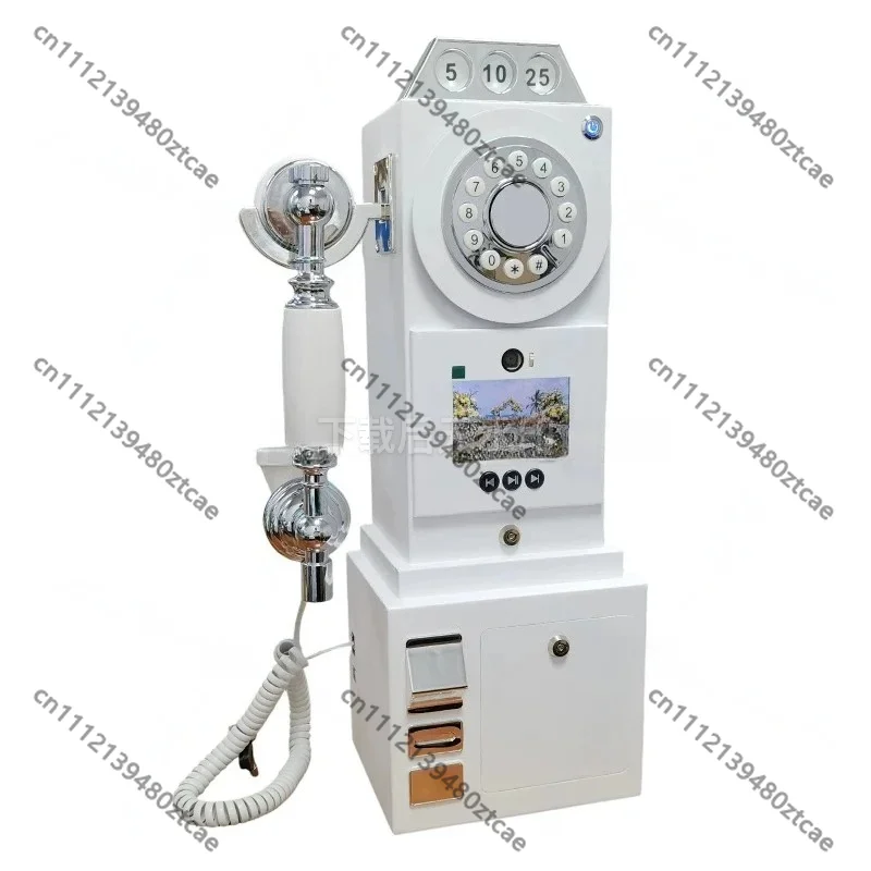 White Portable Video Audio Guestbook Phone, Retro Message Recorder for Wedding Party Event Keepsake