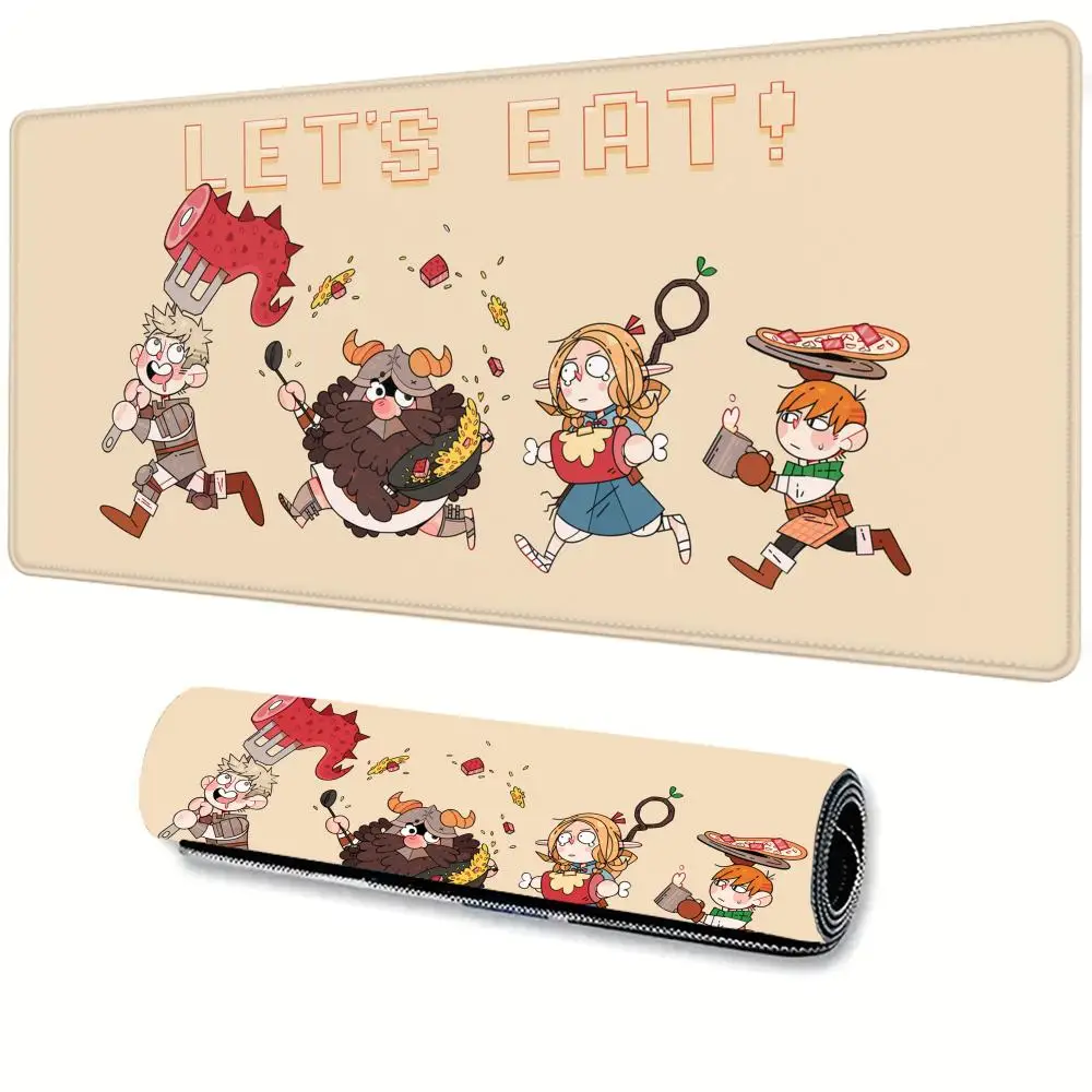 

Delicious in Dungeon For PC Large MousePads Desk Gaming Mouse Pad Stitched Edges Non-Slip Rubber Base Extended