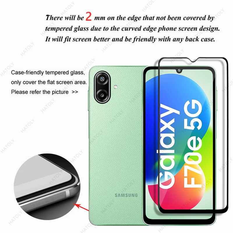 

Black Edge Screen Protector For Samsung Galaxy F70e Glass Protective Film For Samsung Galaxy F70e 5G Film Camera Lens Protector
