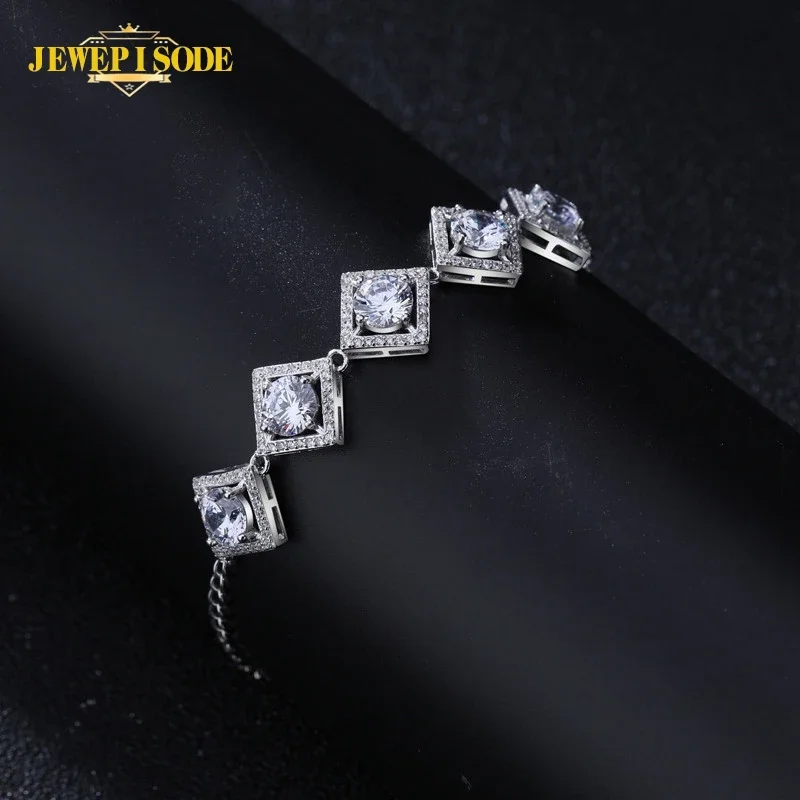 

Jewepisode Luxury 925 Sterling Silver 5CT Real Moissanite Bracelets for Women Wedding Engagement Fine Jewelry Gift Drop Shipping