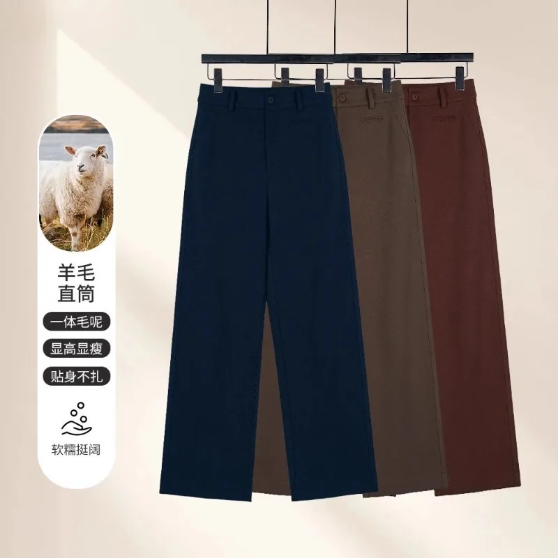 السراويل الصوفية الشتاء نسخة ضيقة صغيرة مبطنة بالصوف السراويل سميكة عارضة سليم صالح تسع نقاط السراويل