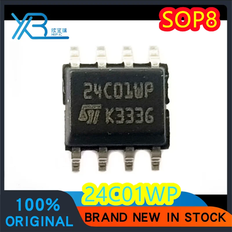 M24C01-WMN6TP Code, 24C01WP, SOIC-8, 1 Bit Serial I2C Bus, Guaranteed to Work, 100% Brand New, Fast Shipping, 10 Pcs, 100 Pcs