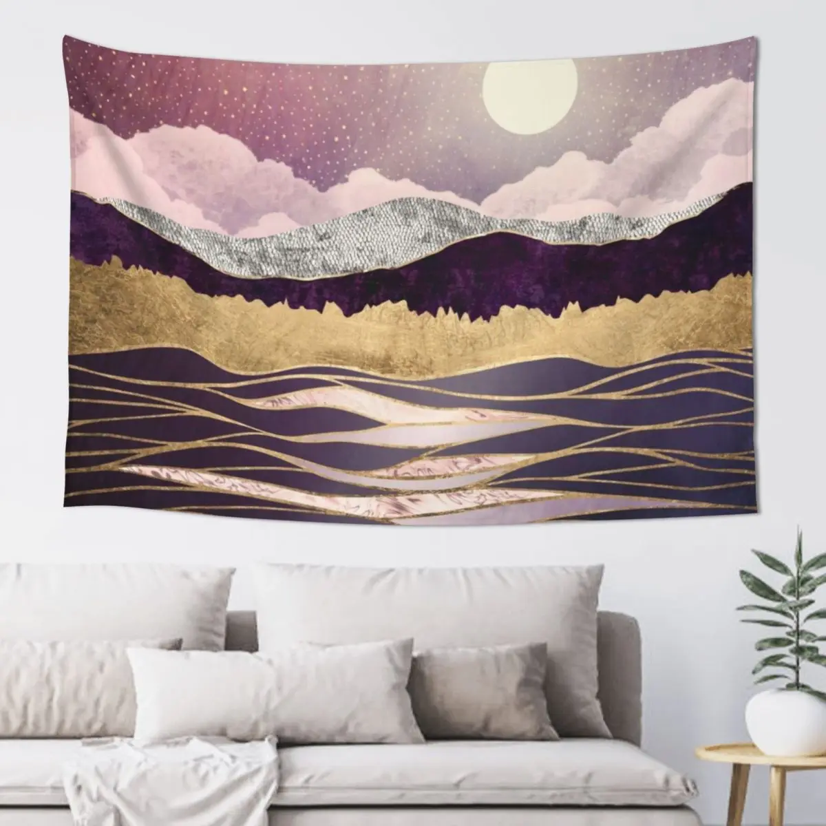 

Lunar Waves Tapestry Decoration Home Korean Room Decor Tapestry