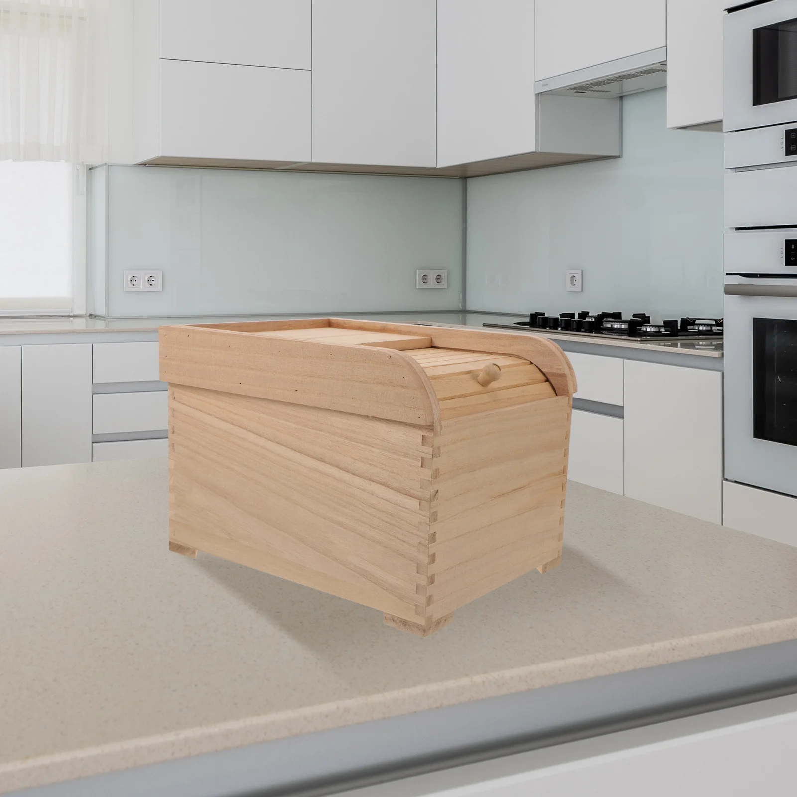 Rice Container Storage Wooden Food Storage Box Large Capacity for Cereal Grains Kitchen Pantry Organization Container with Lid