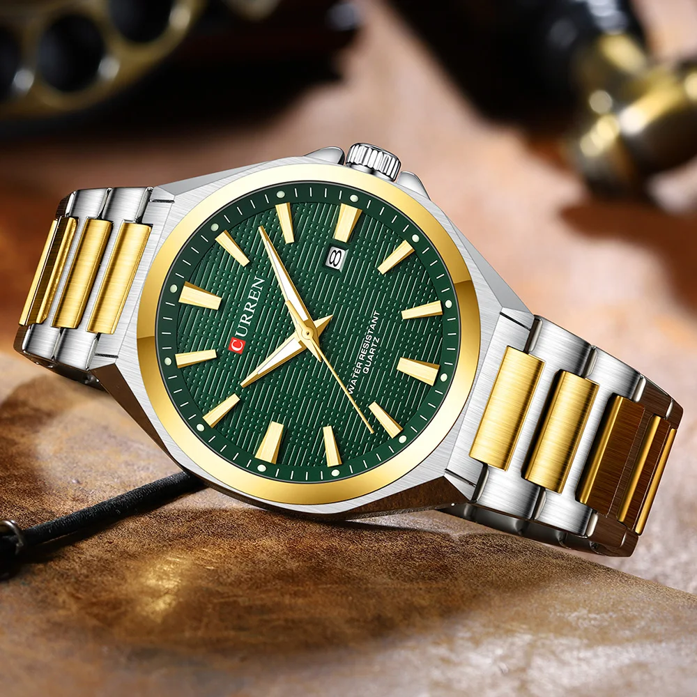 CURREN Fashion Round Quartz Man Clock Waterproof Luminous Date Stainless Steel Watches For Men Luxury Business Men Wristwatch