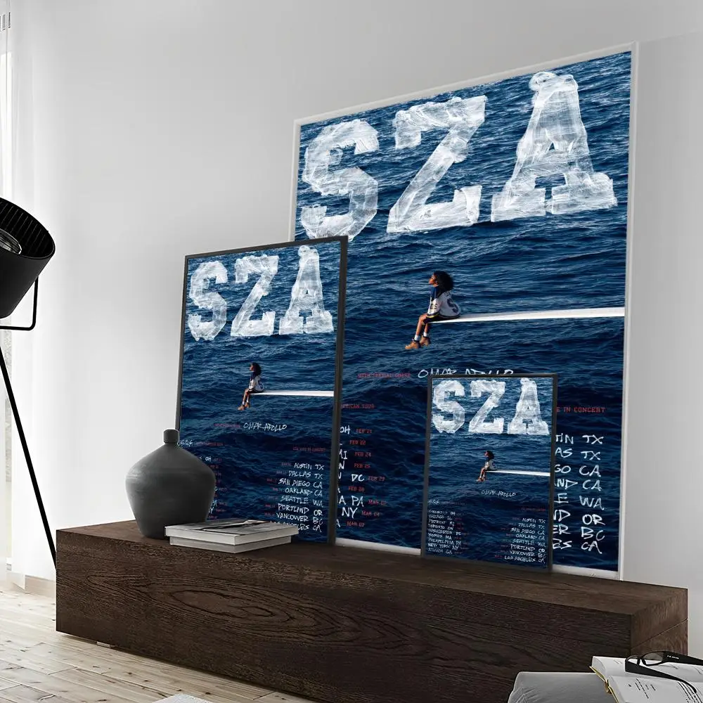Popular Female Star Pop Singer Sza Self-adhesive poster Kraft Paper Prints and Posters Home Room Bar Cafe Decor Wall Painting