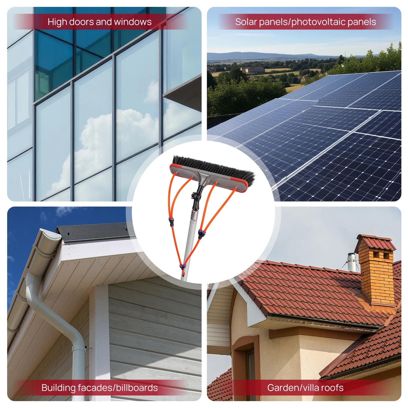Telescopic pole cleaning system