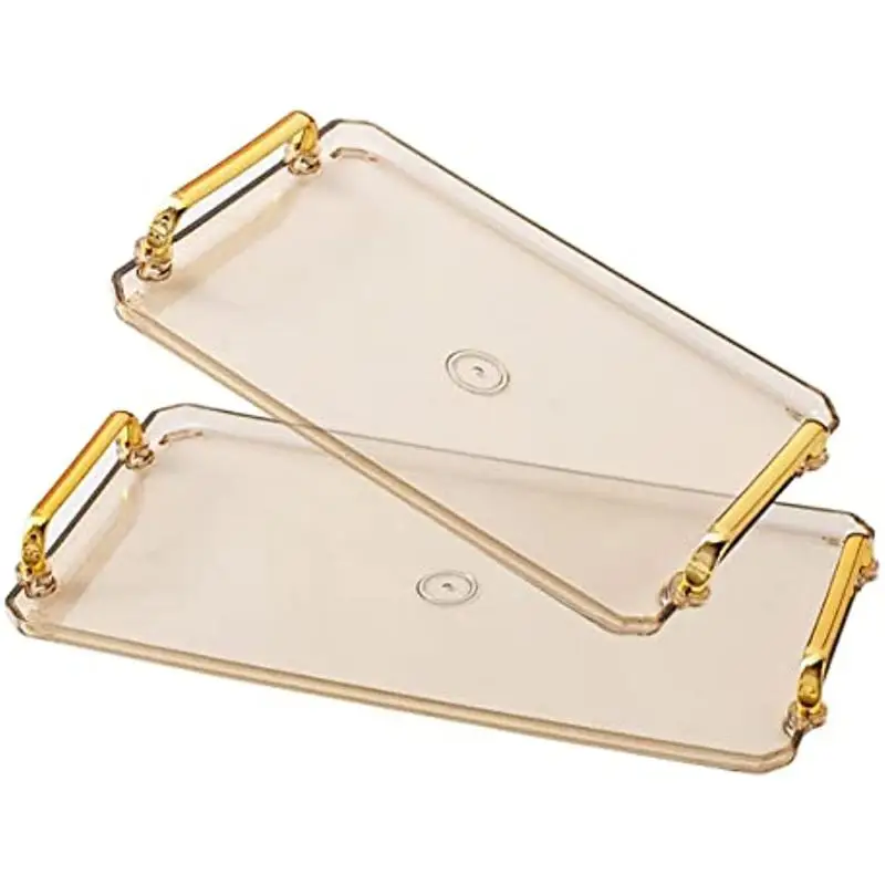 Small&Large Serving Tray with Handles Valet Tray Plastic Serving Tray for Party Kitchen Bathroom Dessert Table Cupcake Display