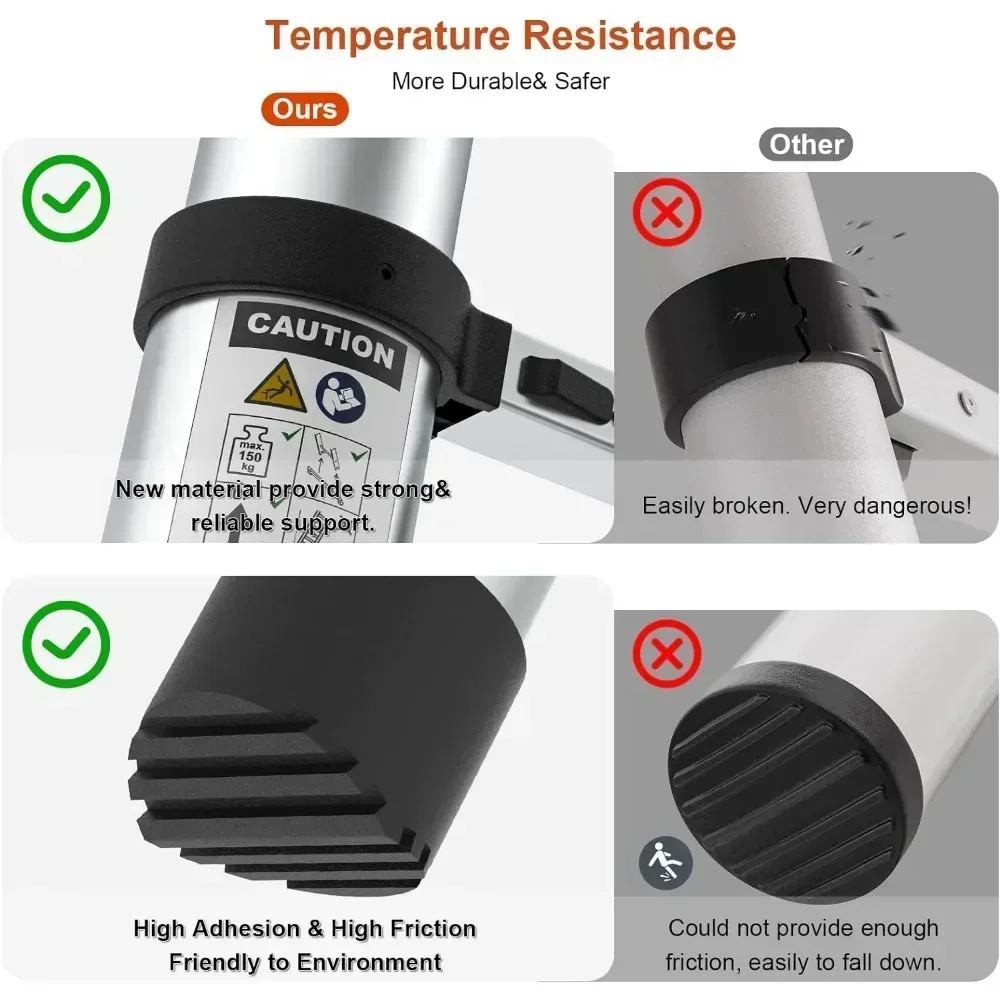 Telescoping Ladder, 12.5ft Aluminum Lightweight Extension Folding Telescopic Ladder Button Retraction Slow Down Design