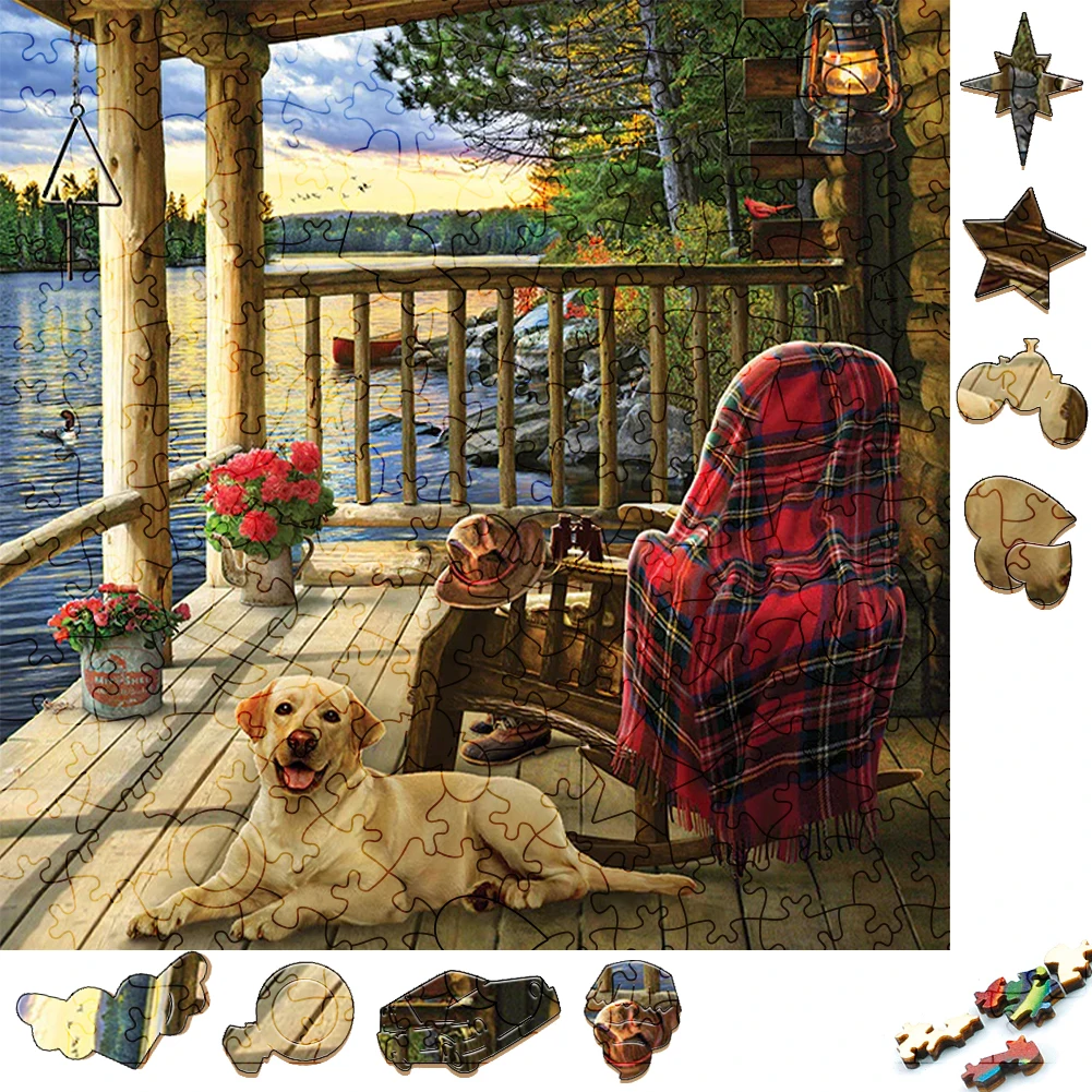 

Dog Wooden Jigsaw Puzzles Mysterious 3D Craft Labrador Animal Wood Puzzle Interactive Interesting Games Puzzle For Kids Gift