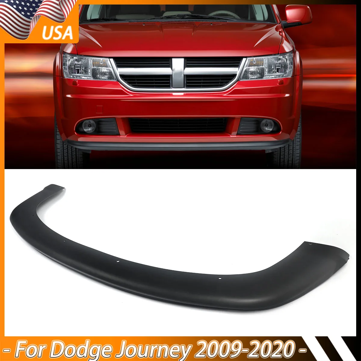 Front Bumper Valance For 2009-2020 Dodge Journey Primed Lower Extension Splitter