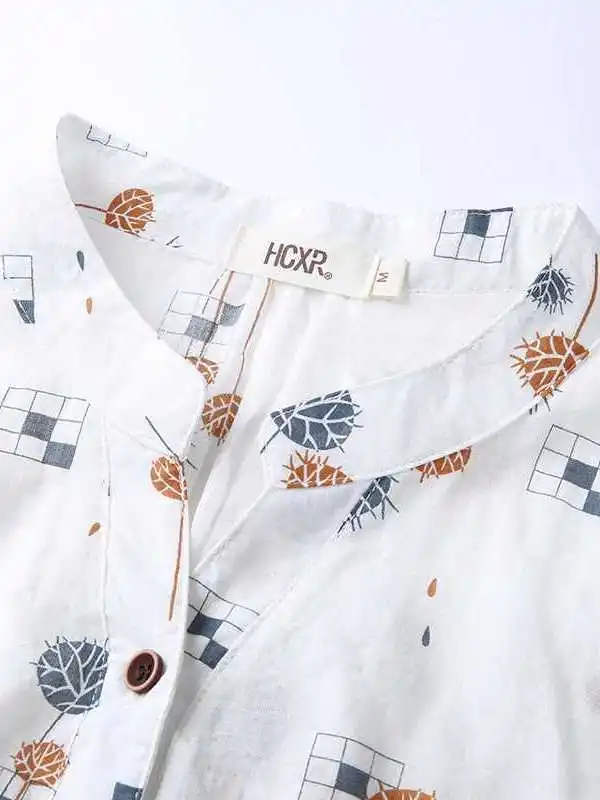 

Women's Standup Collar Printed Shirt Casual Style Summer New Fashion Cotton Blend Resistant to Deformation Floral Pattern