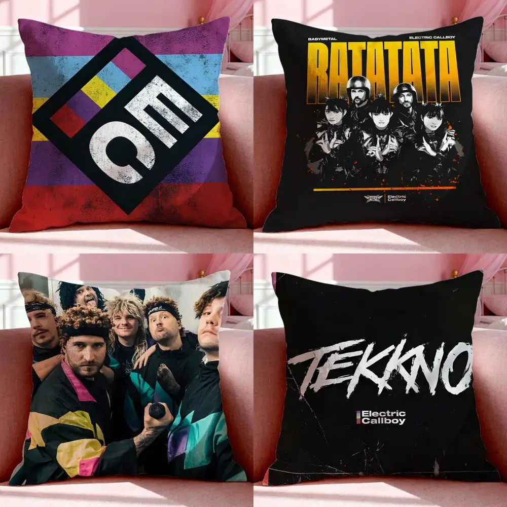 Rock Band E-Electric CallboyS Cushion Cover Short Plush Breathable Pillowcase Odorless Invisible Zipper Washable Removable